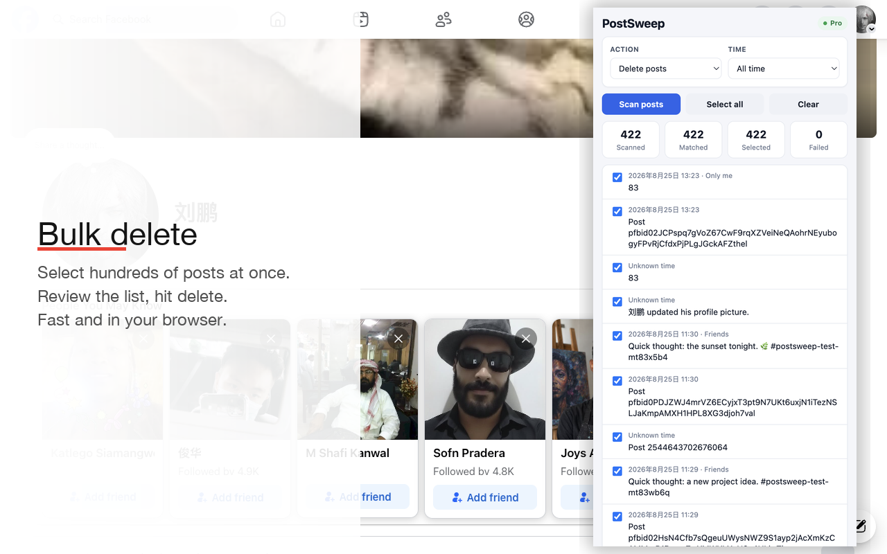 Bulk delete selected posts