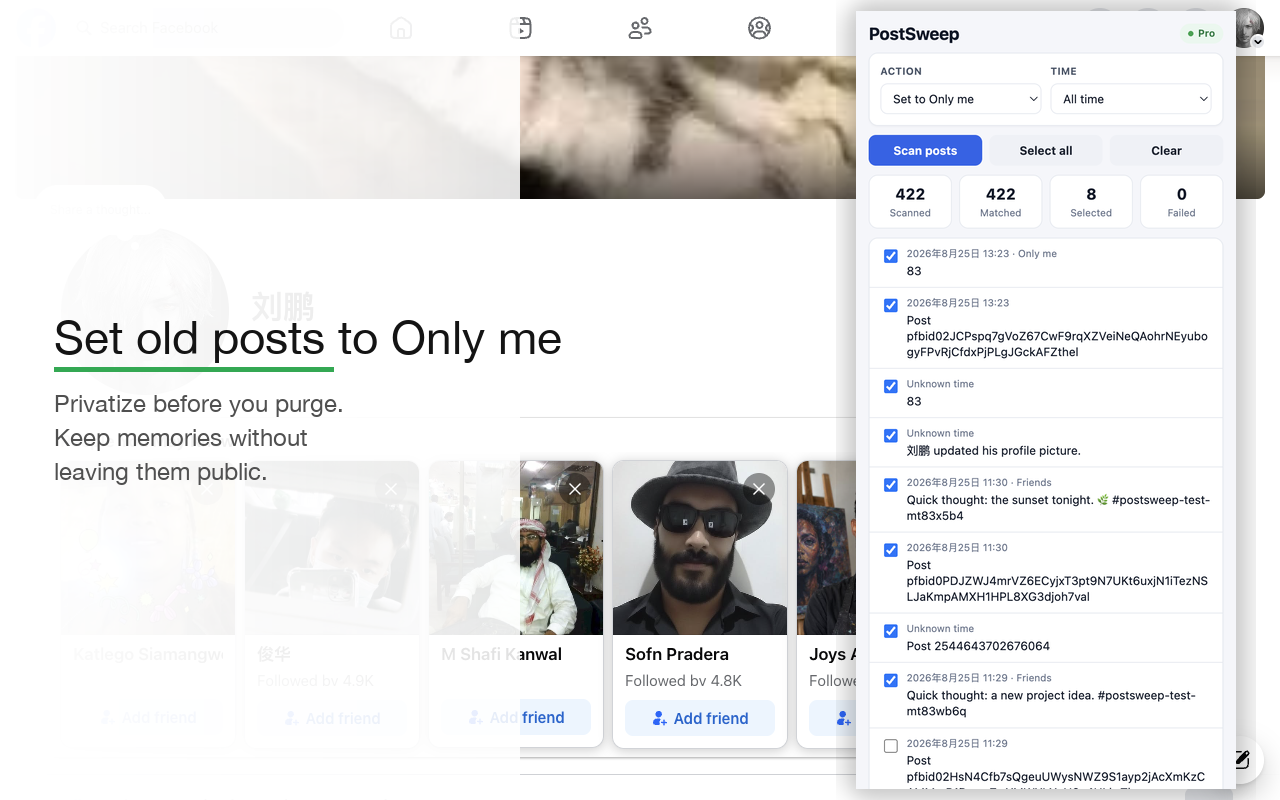 Set posts to Only me